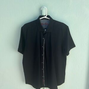 Robert Graham Black Short Sleeve Button Down Shirt XL